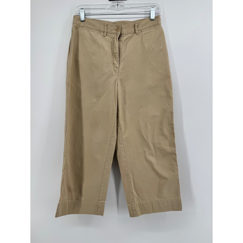 Lauren Ralph Lauren Khaki Chino Crop Pants Womens 6‎ Tan Cotton Wide Leg Trouser